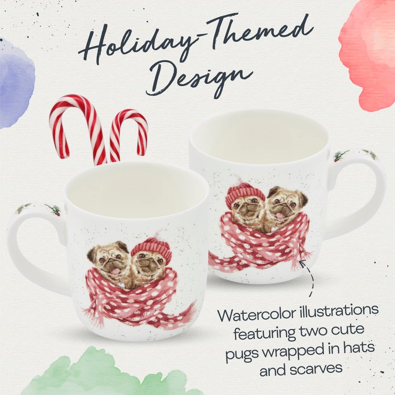 Royal Worcester Wrendale Designs 14 oz Mug, Snug As A Pug with Dog Illustration - Floral Animal Mug for Cottagecore Kitchens - Microwave, Dishwasher, Freezer Safe Fine Bone China Drinkware - Image 3